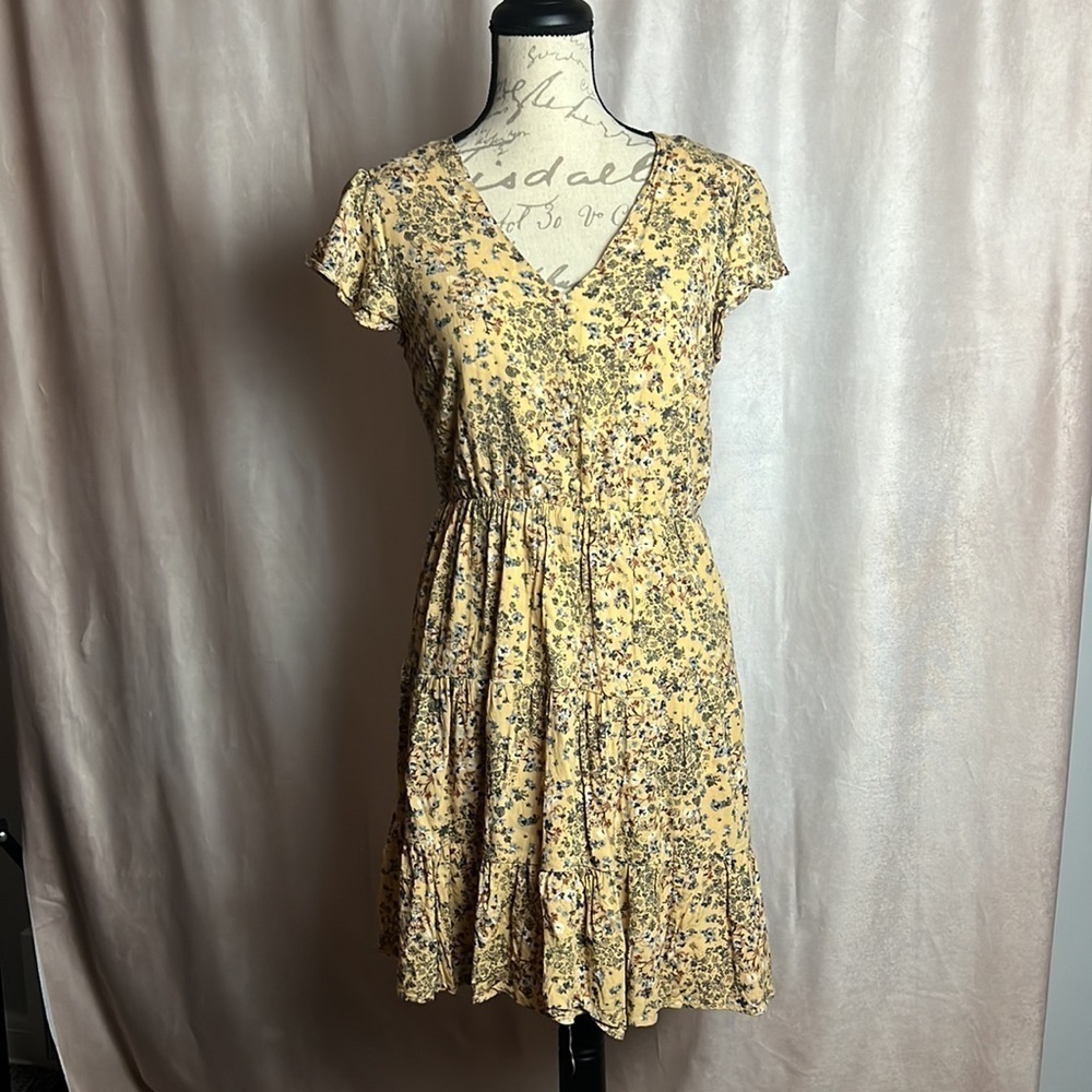 Maurices Small with lining Floral Flutter Sleeve Babydoll Mini Dress - Picture 3 of 8